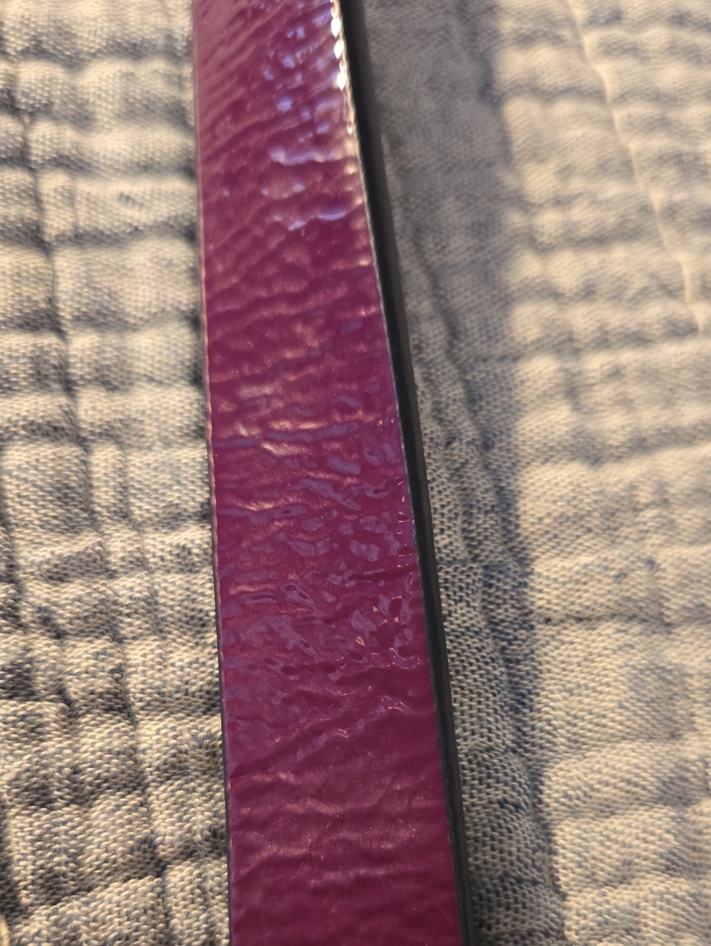 Talbots Slim Purple/Dark Navy Patent Leather Women's Belt with Gold Buckle - Picture 3 of 4